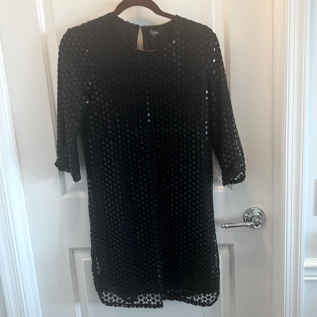 Parker Black Beaded Lined Dress